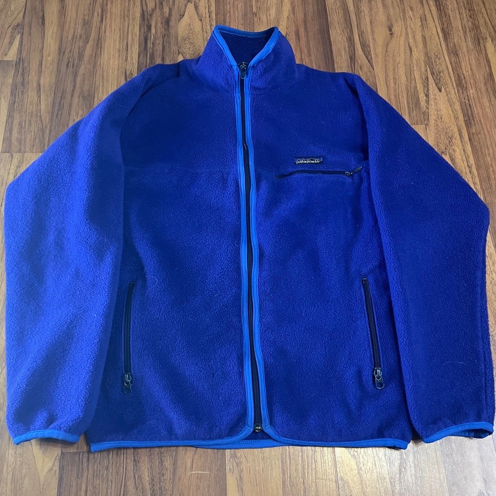 Patagonia Synchilla Fleece Jacket Mens S Blue Full Zip Made in USA Vintage 90s